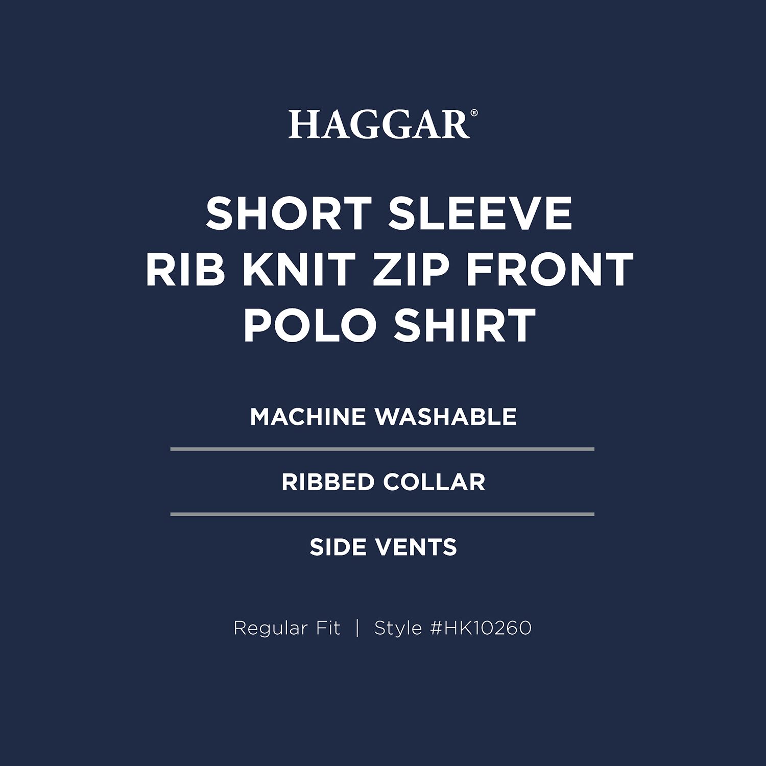 Haggar Rib Knit Zip Front Mens Regular Fit Short Sleeve Polo Shirt
