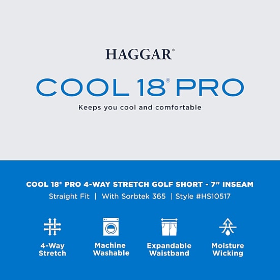 Haggar Cool 18 Pro Mens 7" Moisture Wicking 1 Pair Golf Short