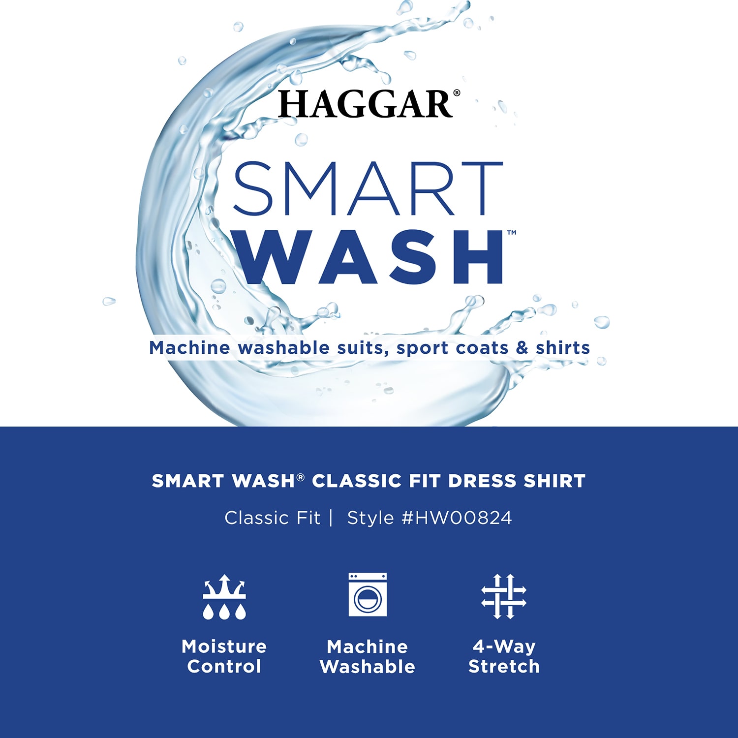 Haggar Smart Wash Mens Classic Fit Easy Care Long Sleeve Dress Shirt