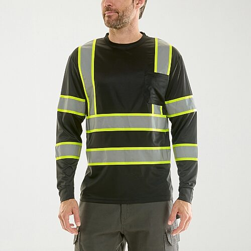 Hallstatt Workwear Mens High Visibility Long Sleeve Safety Shirt, X-large, Black