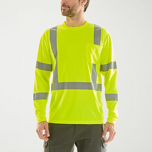 Hallstatt Workwear Mens High Visibility Long Sleeve Safety Shirt, Large, Yellow