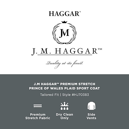 Haggar JMH Tailored Prince Of Wales Mens Plaid Modern Fit Sport Coat