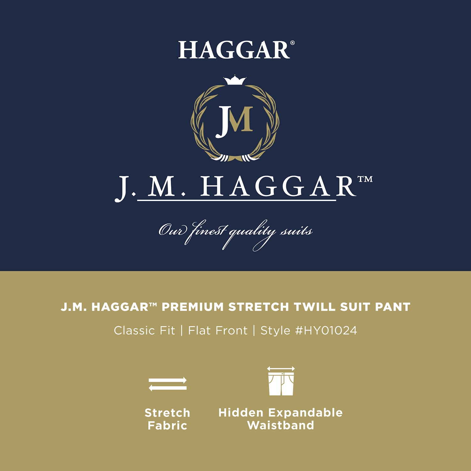 Haggar JMH Mens Stretch Fabric Classic Fit Plaid Flat Front Suit Pant