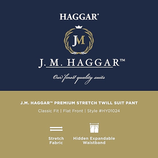 Haggar JMH Mens Stretch Fabric Classic Fit Plaid Flat Front Suit Pant