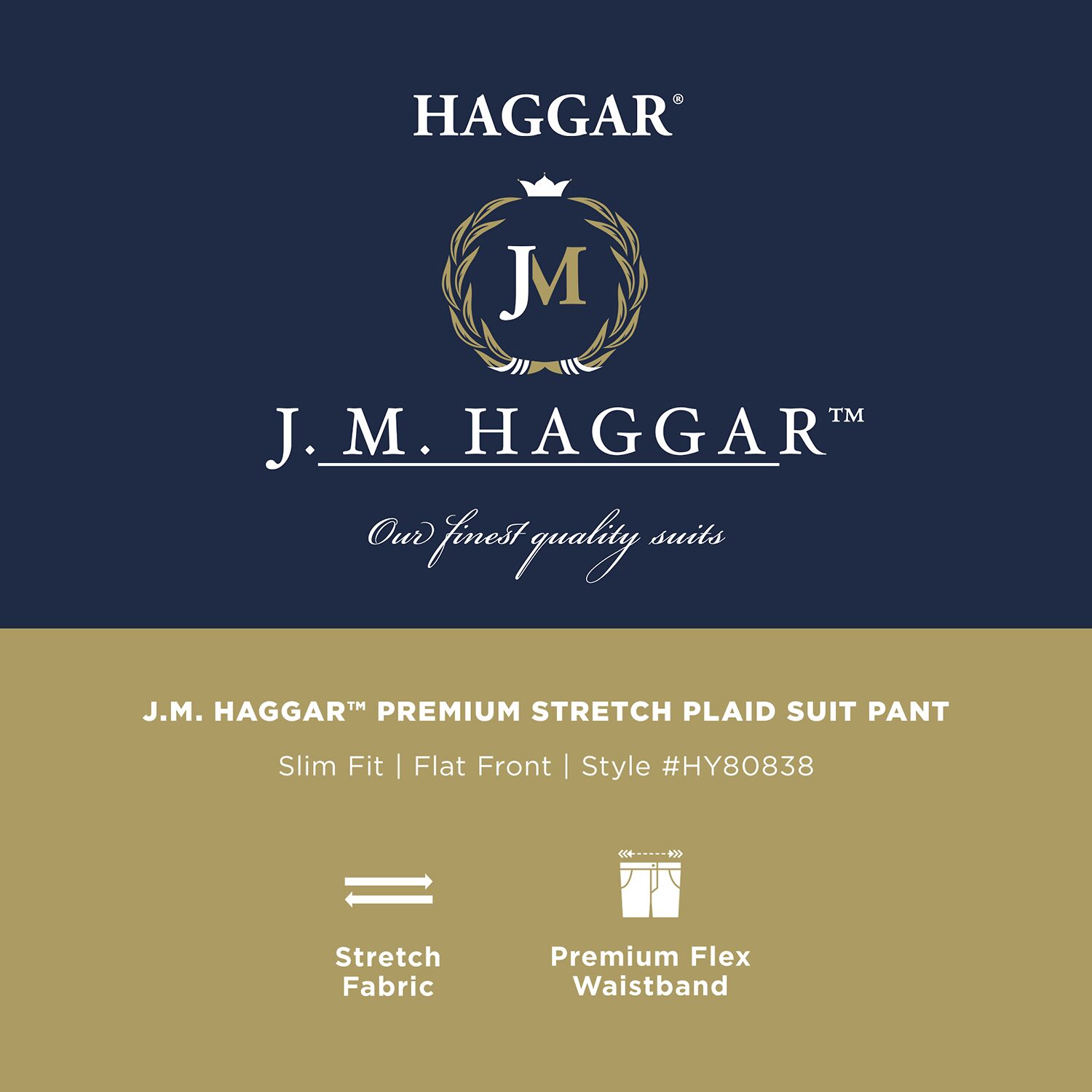 Haggar JMH 4 Way Stretch Mens Fabric Slim Fit Flat Front Suit Pant