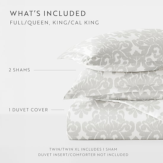 Casual Comfort Soft Damask Pattern Oversized Duvet Cover Set