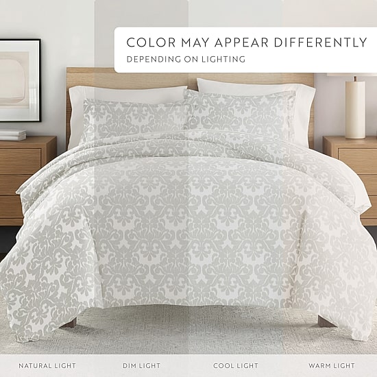 Casual Comfort Soft Damask Pattern Oversized Duvet Cover Set