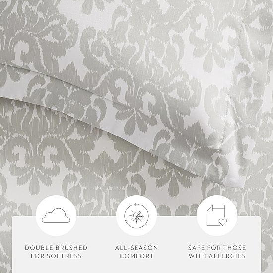 Casual Comfort Soft Damask Pattern Oversized Duvet Cover Set