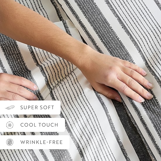 Casual Comfort Vintage Stripe Pattern Oversized Duvet Cover Set