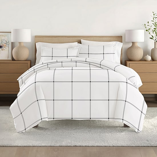 Casual Comfort Grid Patterned Duvet Cover Set