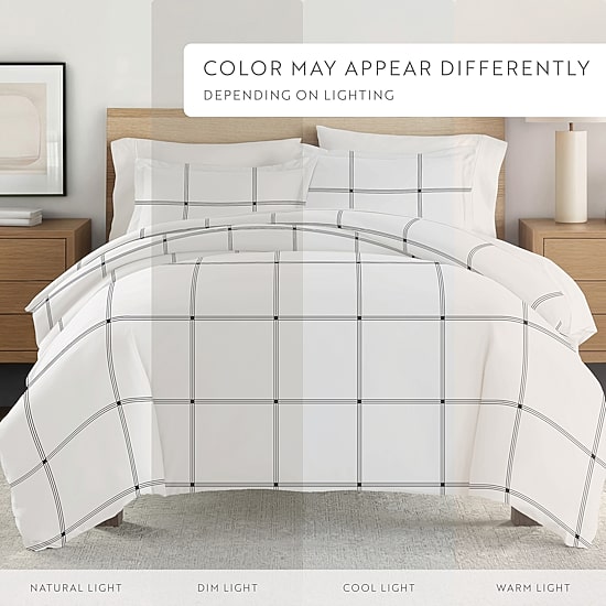 Casual Comfort Grid Patterned Duvet Cover Set