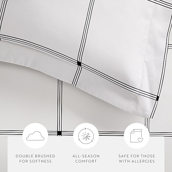 Casual Comfort Grid Patterned Duvet Cover Set