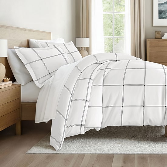 Casual Comfort Grid Patterned Duvet Cover Set
