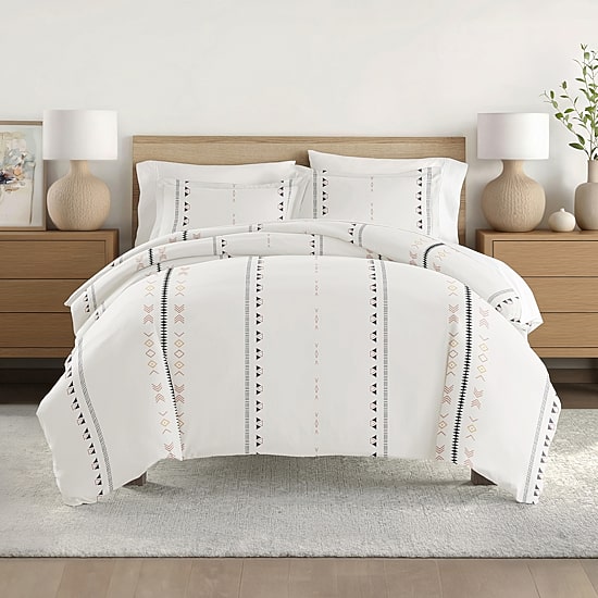 Casual Comfort Natural Geo Lines Patterned Duvet Cover Set