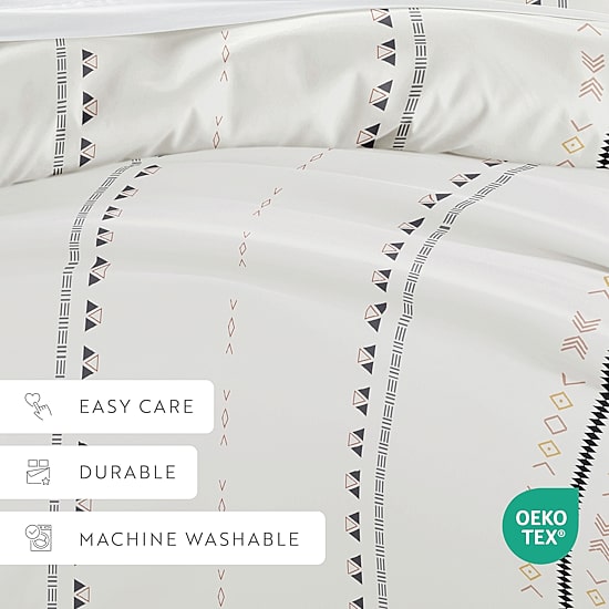 Casual Comfort Natural Geo Lines Patterned Duvet Cover Set