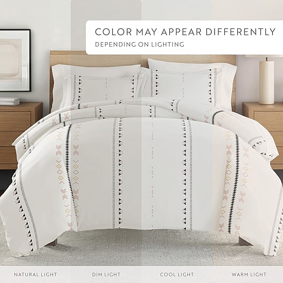 Casual Comfort Natural Geo Lines Patterned Duvet Cover Set