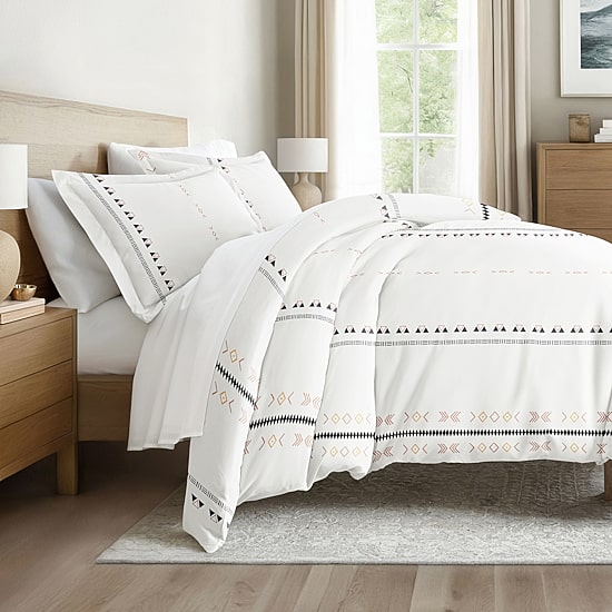 Casual Comfort Natural Geo Lines Patterned Duvet Cover Set