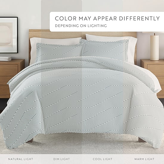 Casual Comfort Modern Diagonal Patterned Duvet Cover Set