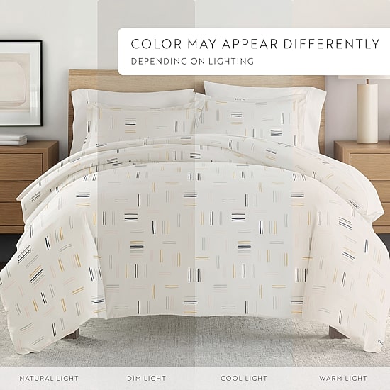Casual Comfort Geo Dash Patterned Duvet Cover Set