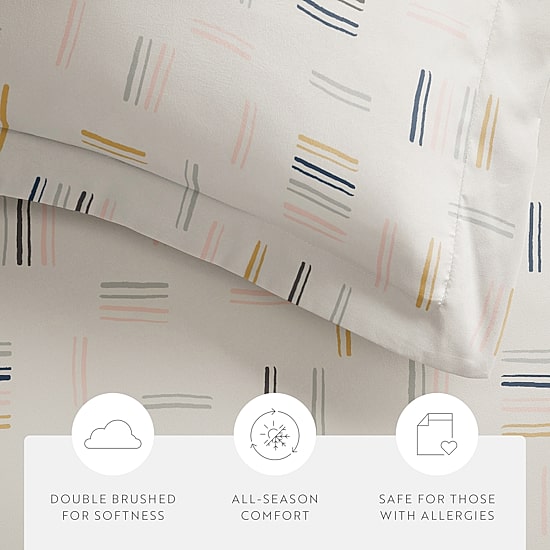 Casual Comfort Geo Dash Patterned Duvet Cover Set