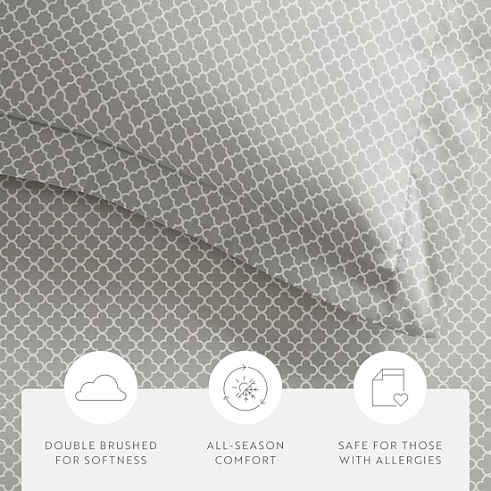 Casual Comfort Premium Ultra Soft Quatrefoil Pattern Duvet Cover Set