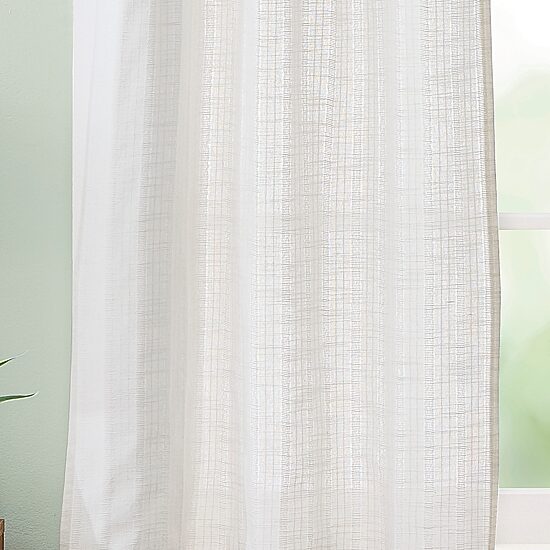 CURTIANWORKS Tie Tab Woven Stripe Rod Pocket Tailored Valance