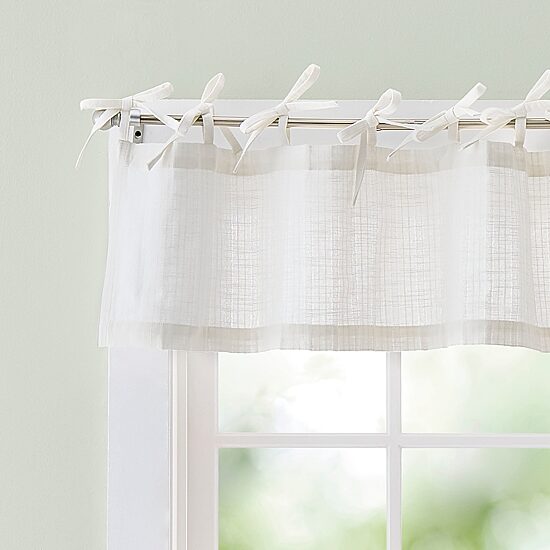CURTIANWORKS Tie Tab Woven Stripe Rod Pocket Tailored Valance