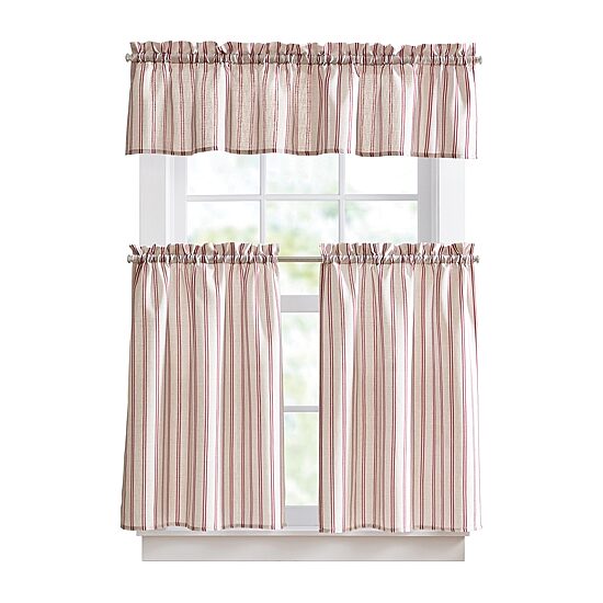 CURTAINWORKS Banner Stripe 3-pc. Rod Pocket Kitchen Curtains & Drapes Window Set