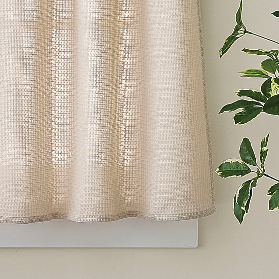 CURTIANWORKS Eldridge Waffle 3-pc. Rod Pocket Kitchen Curtains & Drapes Window Set