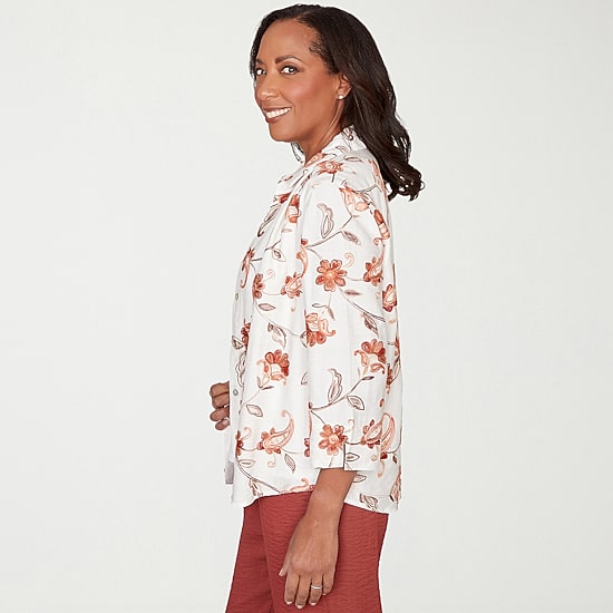 Alfred Dunner Spice Market Womens 3/4 Sleeve Layered Top