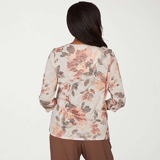 Alfred Dunner Spice Market Womens V Neck 3/4 Sleeve T-Shirt