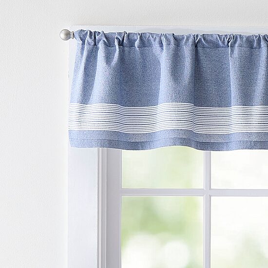CURTAINWORKS Denim Yarn Dye Rod Pocket Tailored Valance