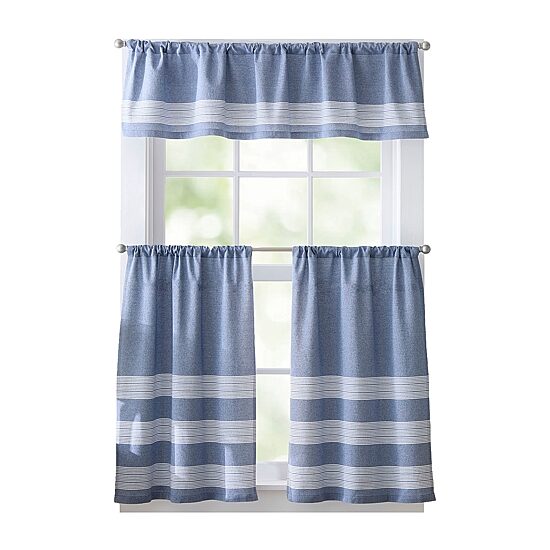 CURTIANWORKS Denim Yarn Dye 2-pc. Rod Pocket Window Tier