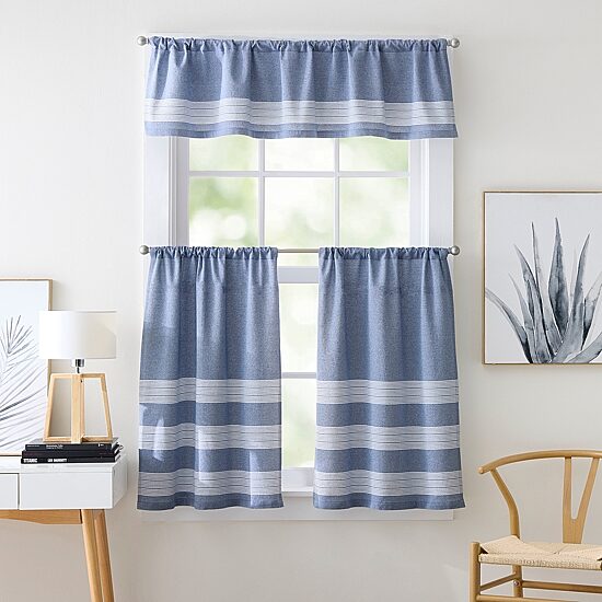 CURTIANWORKS Denim Yarn Dye 2-pc. Rod Pocket Window Tier