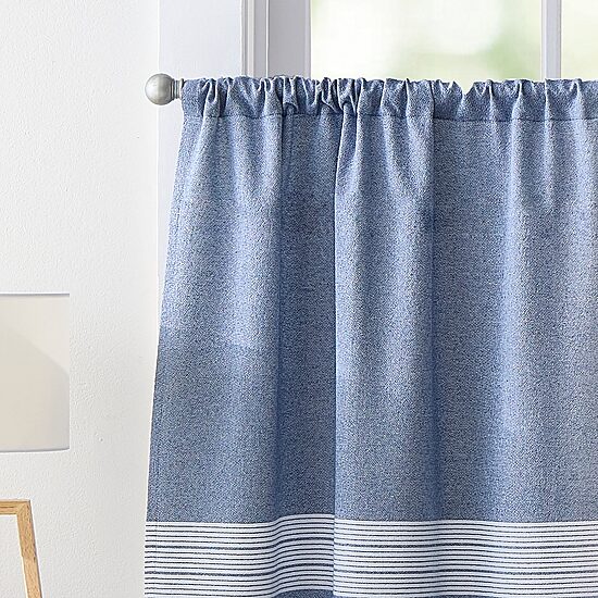 CURTIANWORKS Denim Yarn Dye 2-pc. Rod Pocket Window Tier