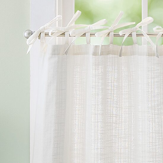 CURTAINWORKS Tie Tab Woven Stripe 2-pc. Rod Pocket Window Tier