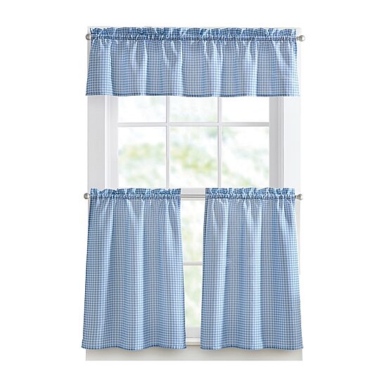 CURTAINWORKS Gingham 3-pc. Rod Pocket Kitchen Curtains & Drapes Window Set