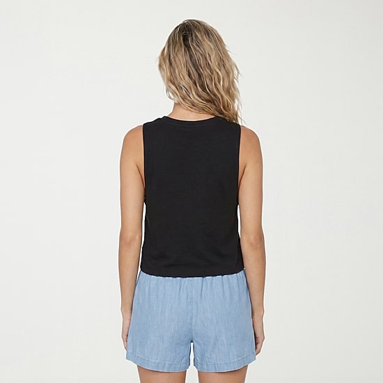 VOLCOM Womens Juniors Crew Neck Sleeveless Loose Fit Graphic T-Shirt