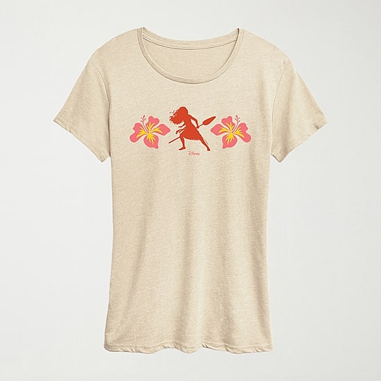 Montanui Floral Womens Crew Neck Short Sleeve Regular Fit Moana Graphic T-Shirt