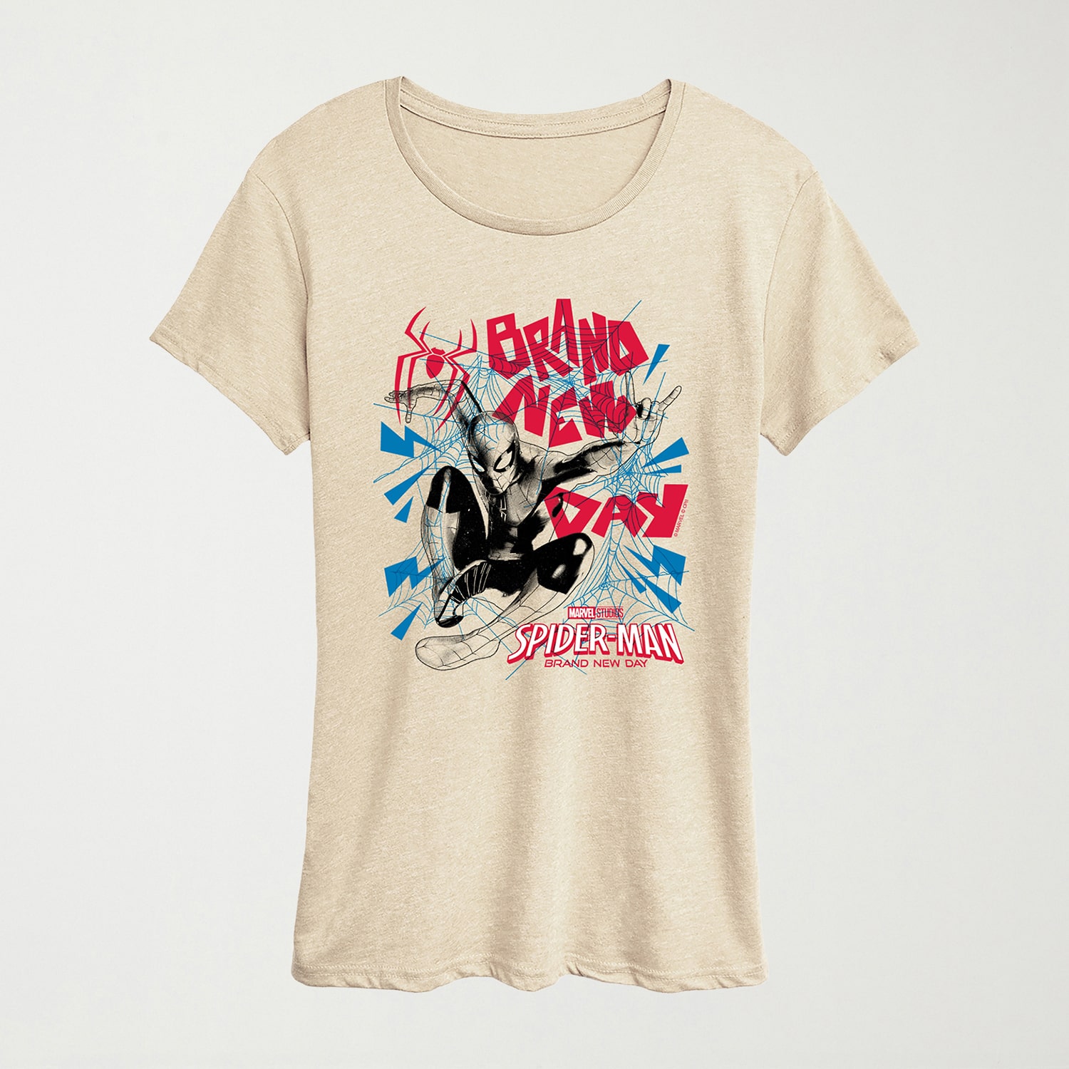 Brand New Day Zine Womens Crew Neck Short Sleeve Regular Fit Spiderman Graphic T-Shirt