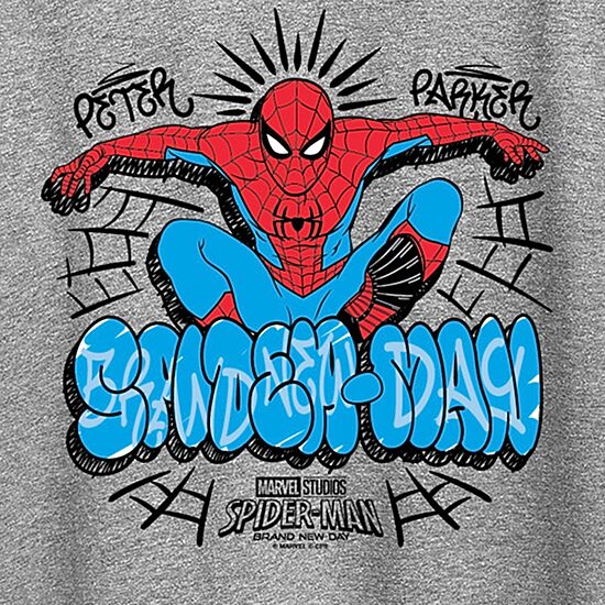 Brand New Day Peter Parker Womens Crew Neck Short Sleeve Regular Fit Spiderman Graphic T-Shirt