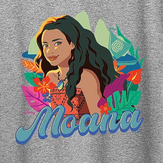 Florals Womens Crew Neck Short Sleeve Regular Fit Moana Graphic T-Shirt