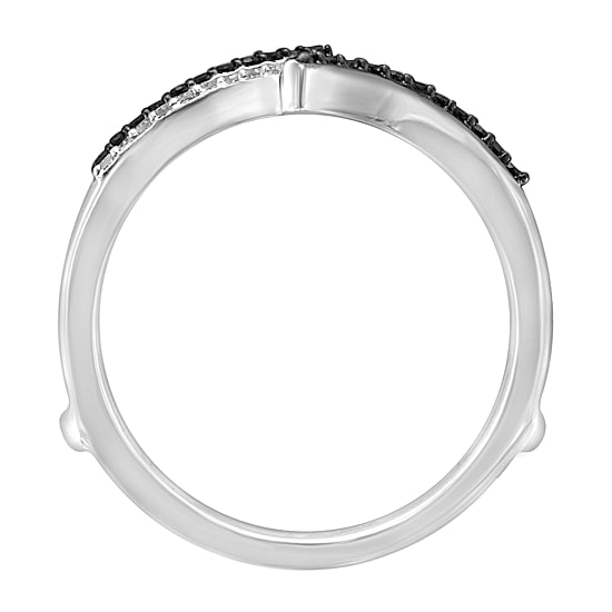 Midnight Black Womens 1/7 CT. T.W. Natural Black Diamond 14K Gold Wedding Ring Guard