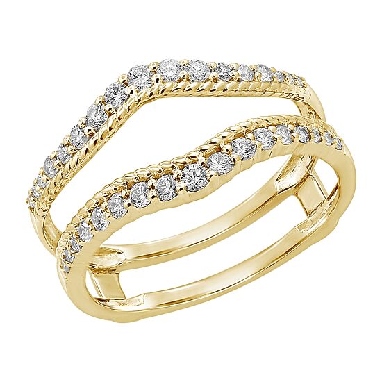 Womens 3/8 CT. T.W. Natural White Diamond 14K Gold Ring Guard