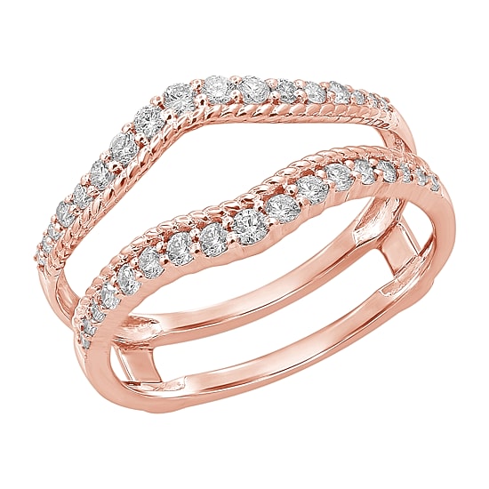 Womens 3/8 CT. T.W. Natural White Diamond 14K Gold Ring Guard