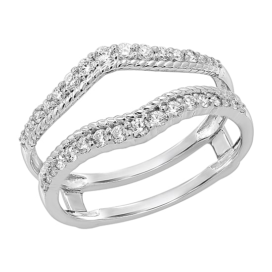 Womens 3/8 CT. T.W. Natural White Diamond 14K Gold Ring Guard