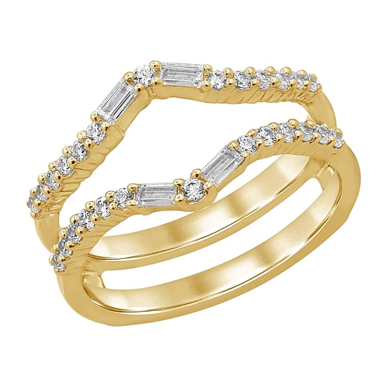 Womens 3/8 CT. T.W. Natural White Diamond 14K Gold Ring Guard