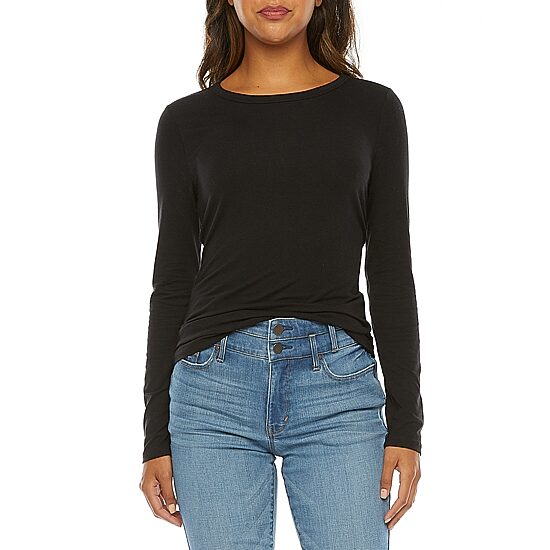 a.n.a Womens Crew Neck Long Sleeve T-Shirt