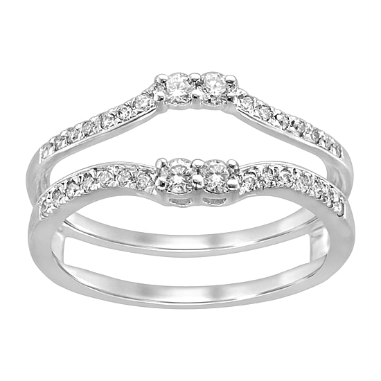 Womens 1/3 CT. T.W. Natural White Diamond 14K Gold Wedding Ring Guard