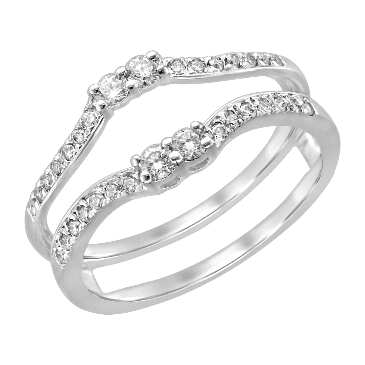 Womens 1/3 CT. T.W. Natural White Diamond 14K Gold Wedding Ring Guard
